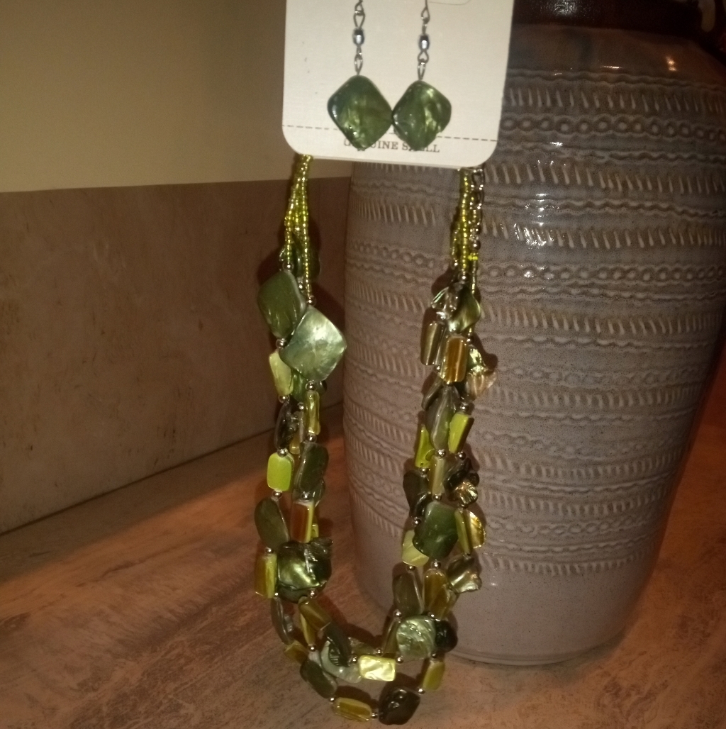 Sonoma Green And Lime Multi-Strand Beaded Necklace With Earrings